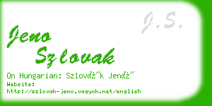 jeno szlovak business card